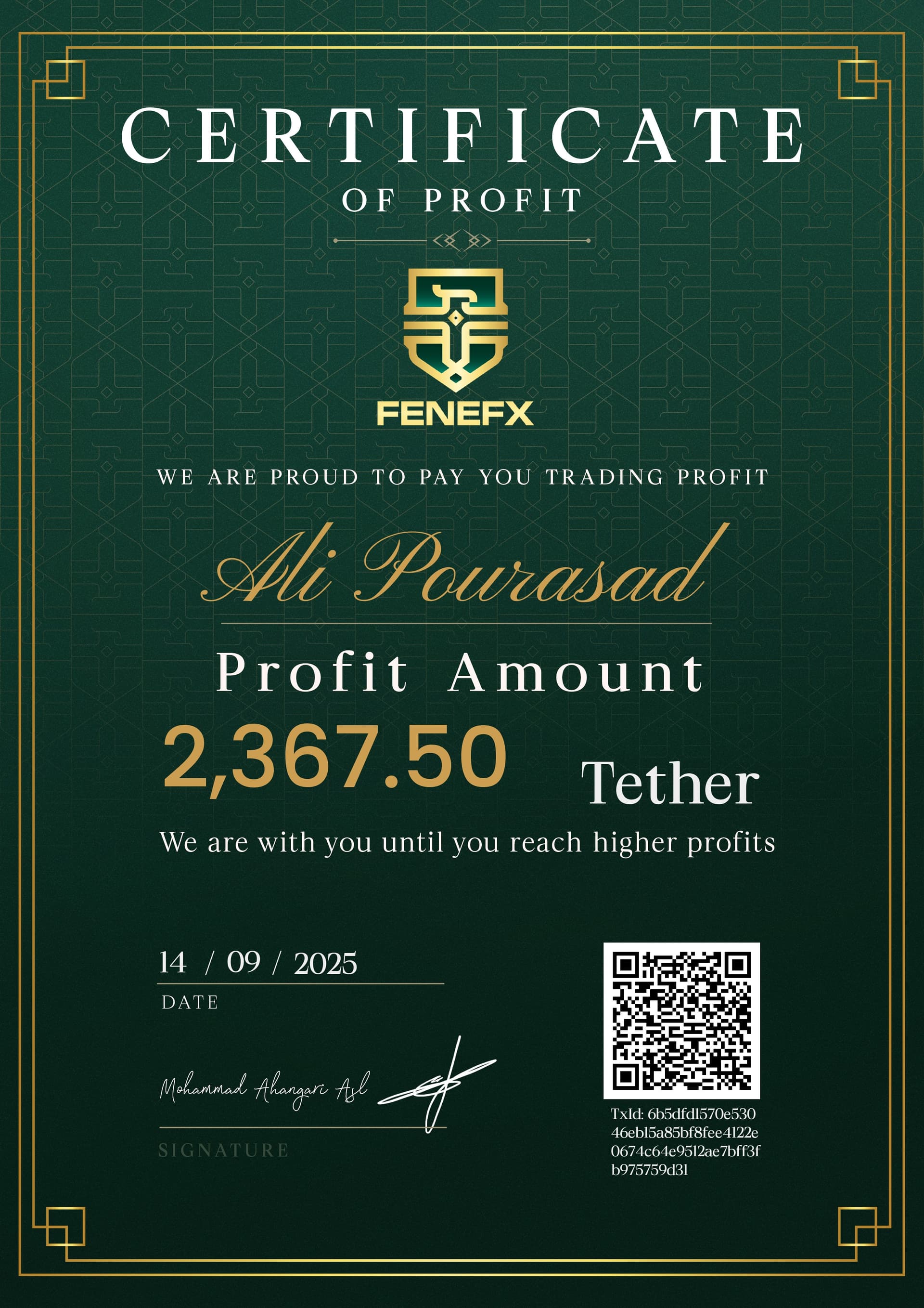 Dividend certificate