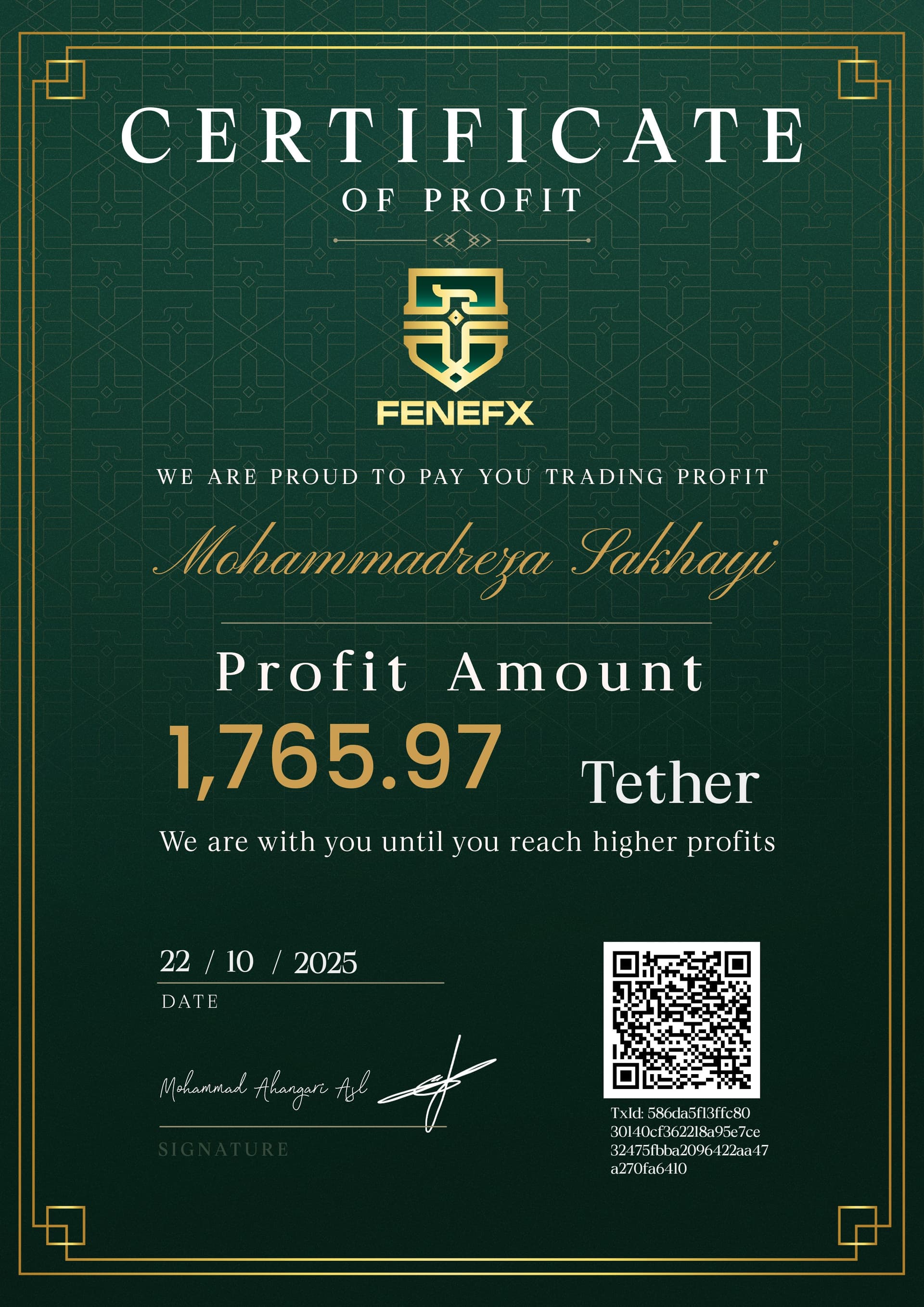 Dividend certificate