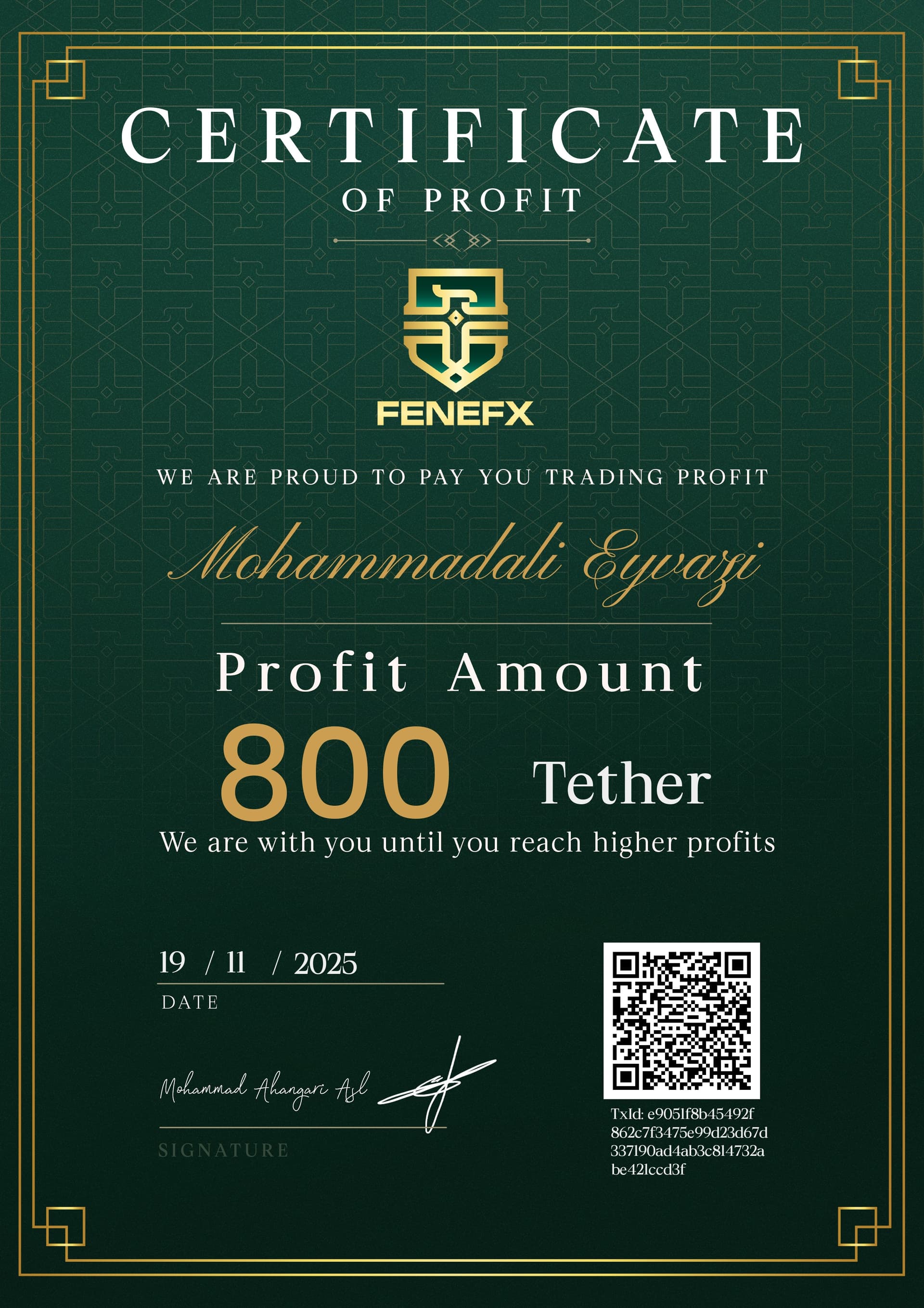 Dividend certificate