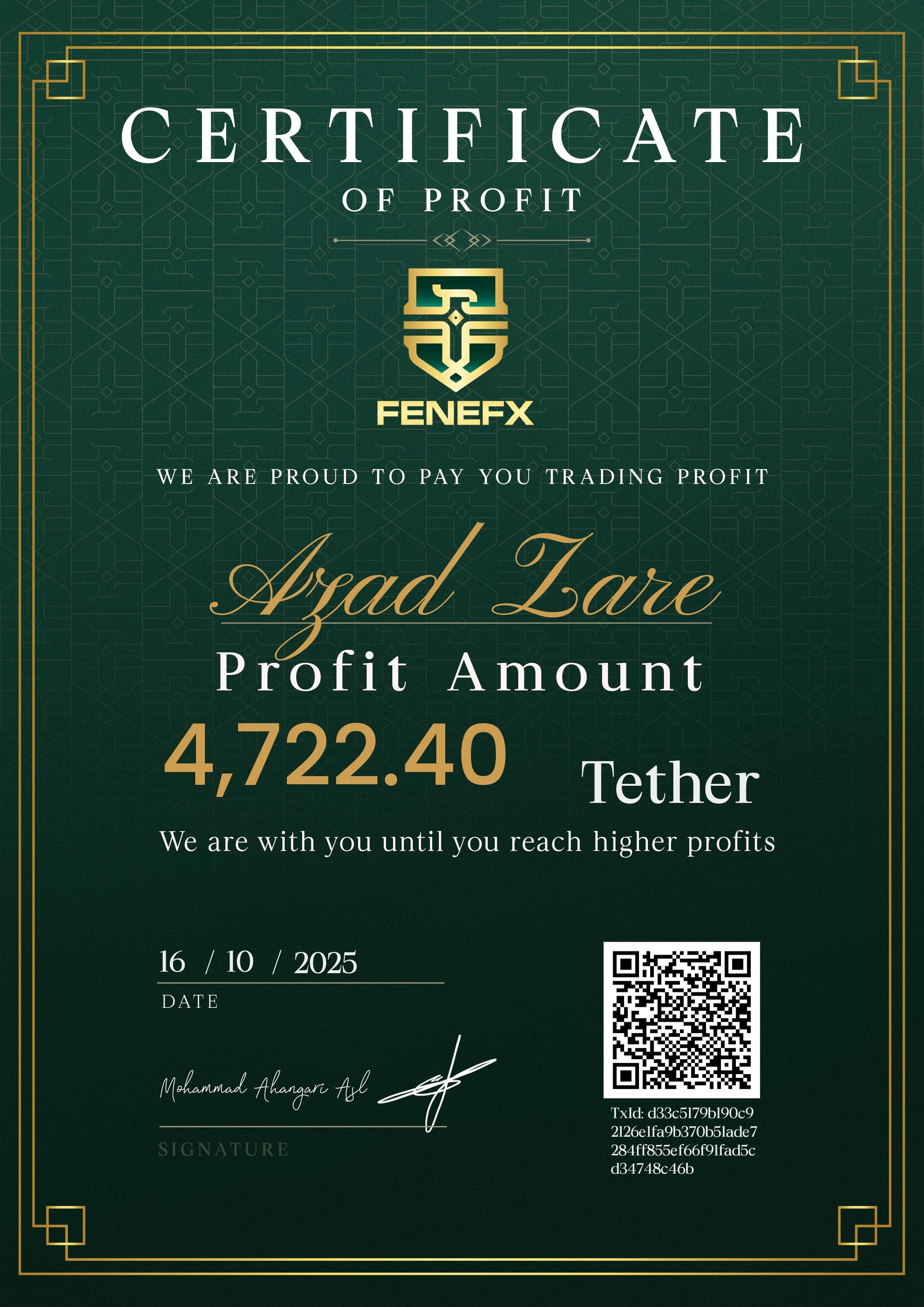 Dividend certificate