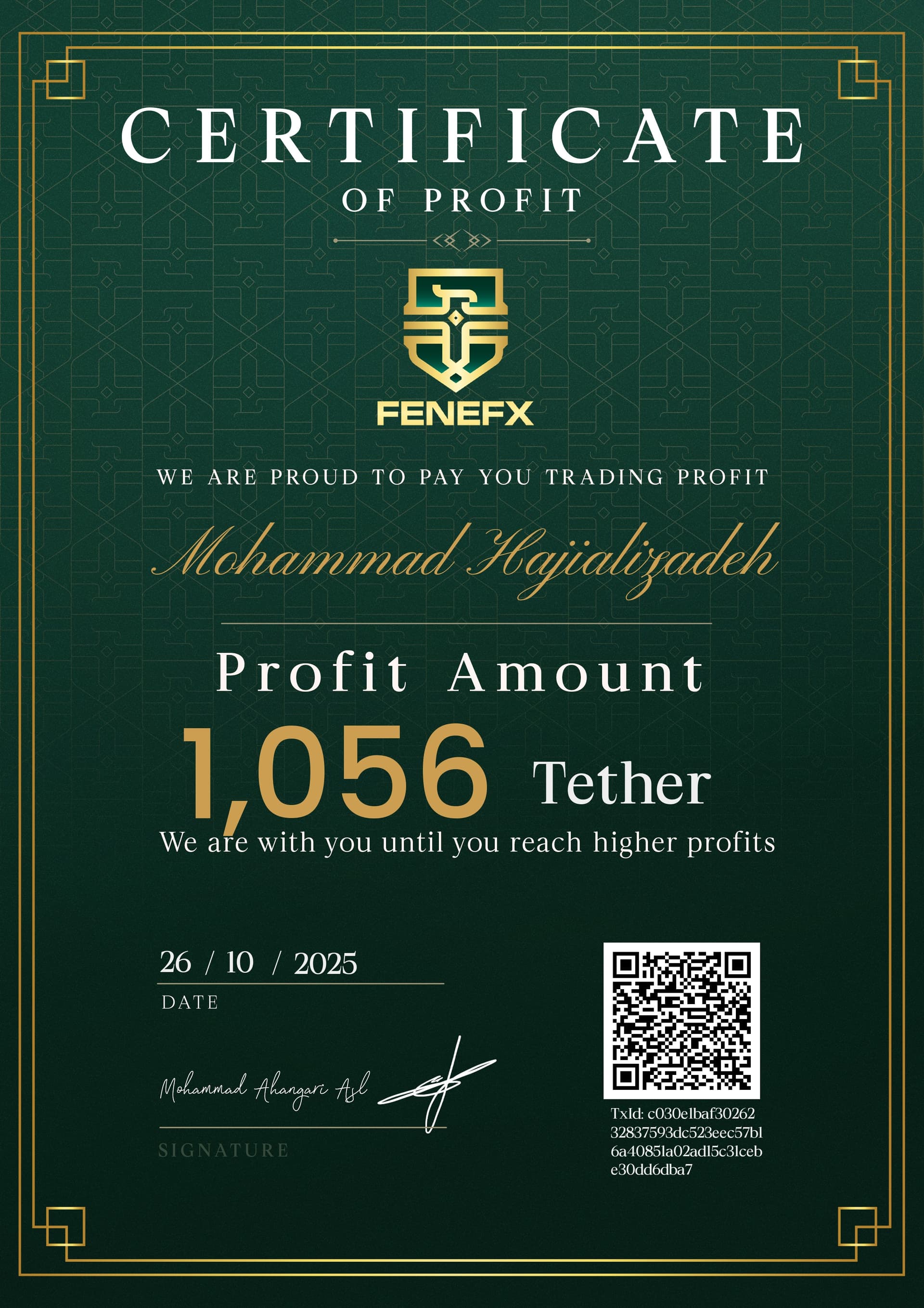 Dividend certificate