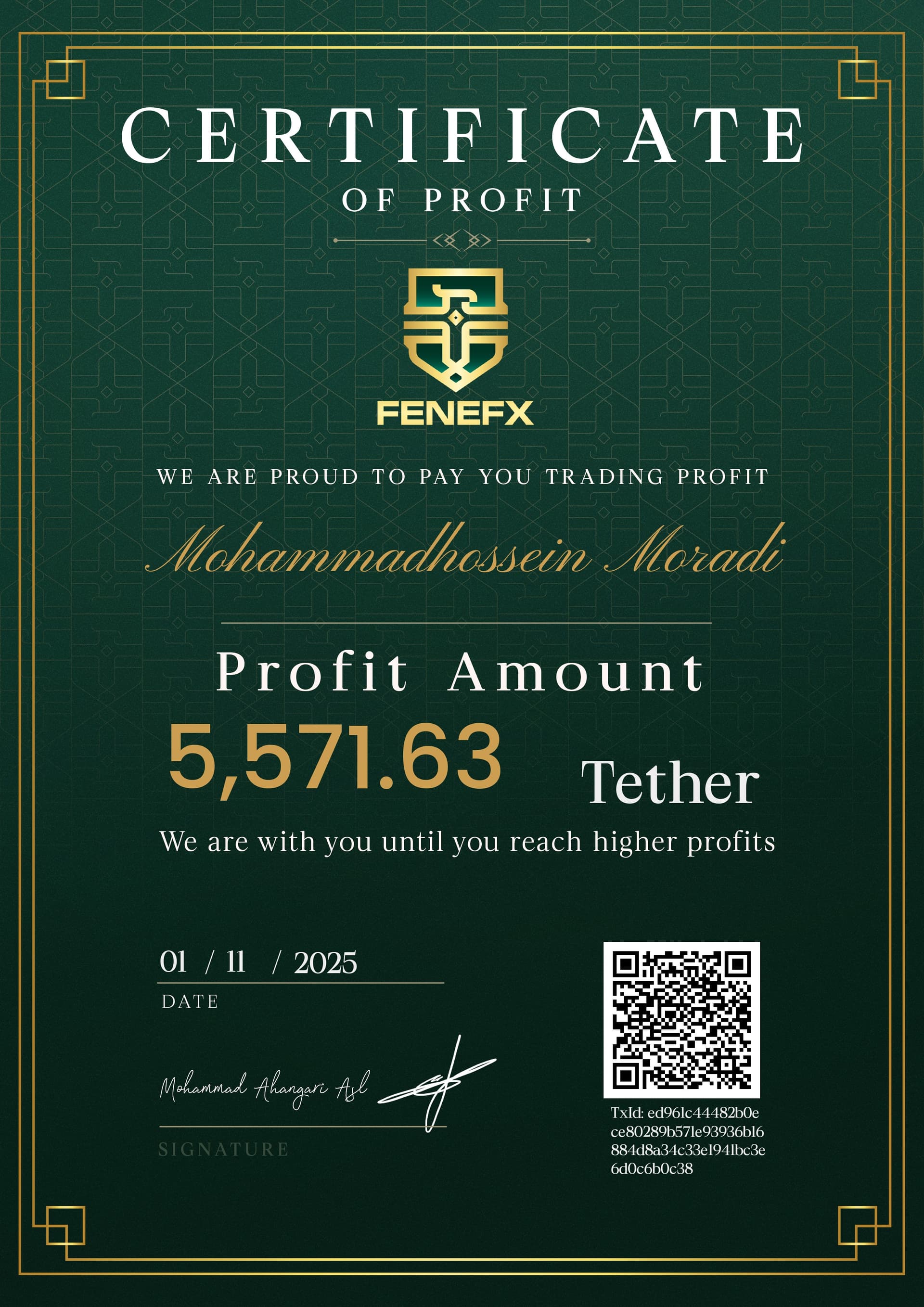 Dividend certificate