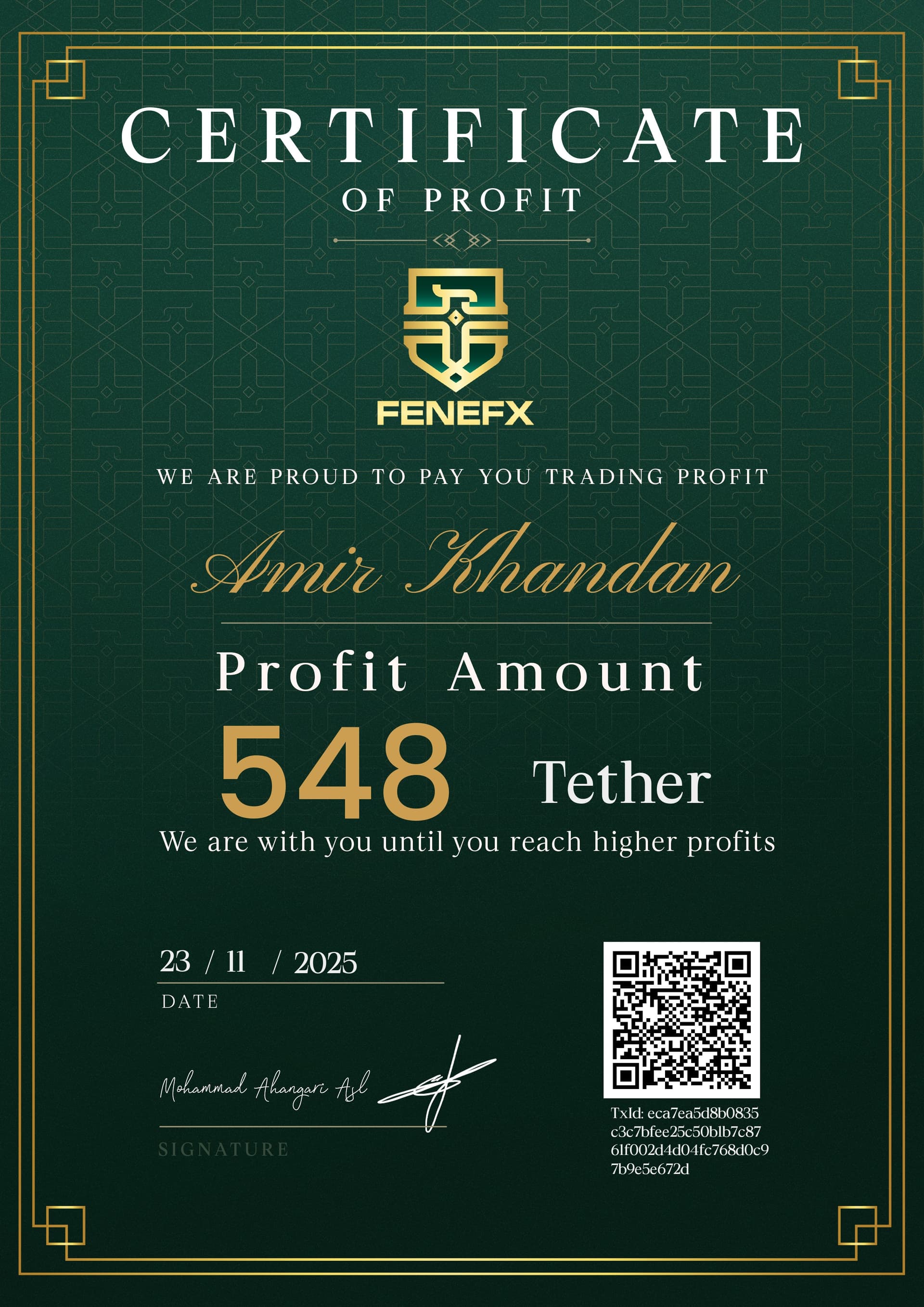 Dividend certificate