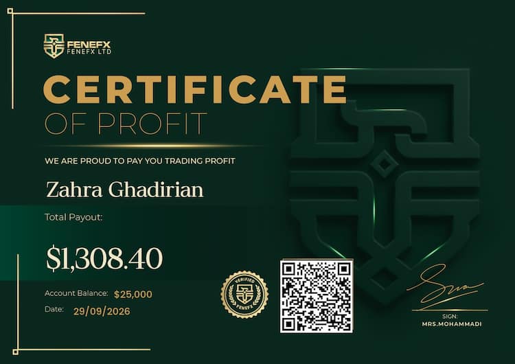 Payout Certificate — Zahra Ghadirian