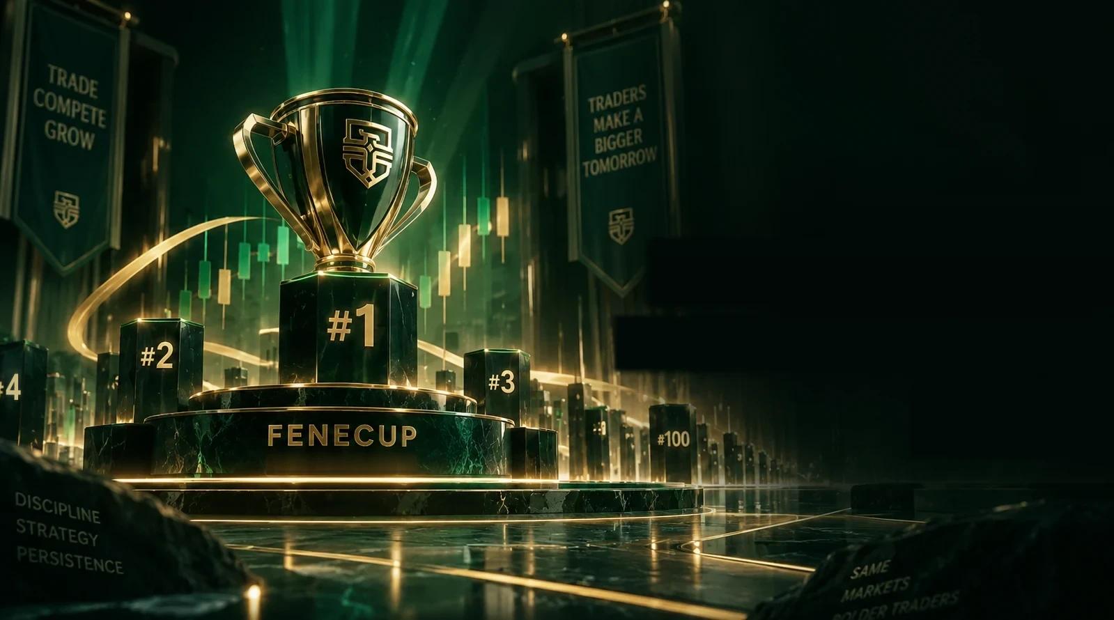The FeneCup trophy on the first-place podium